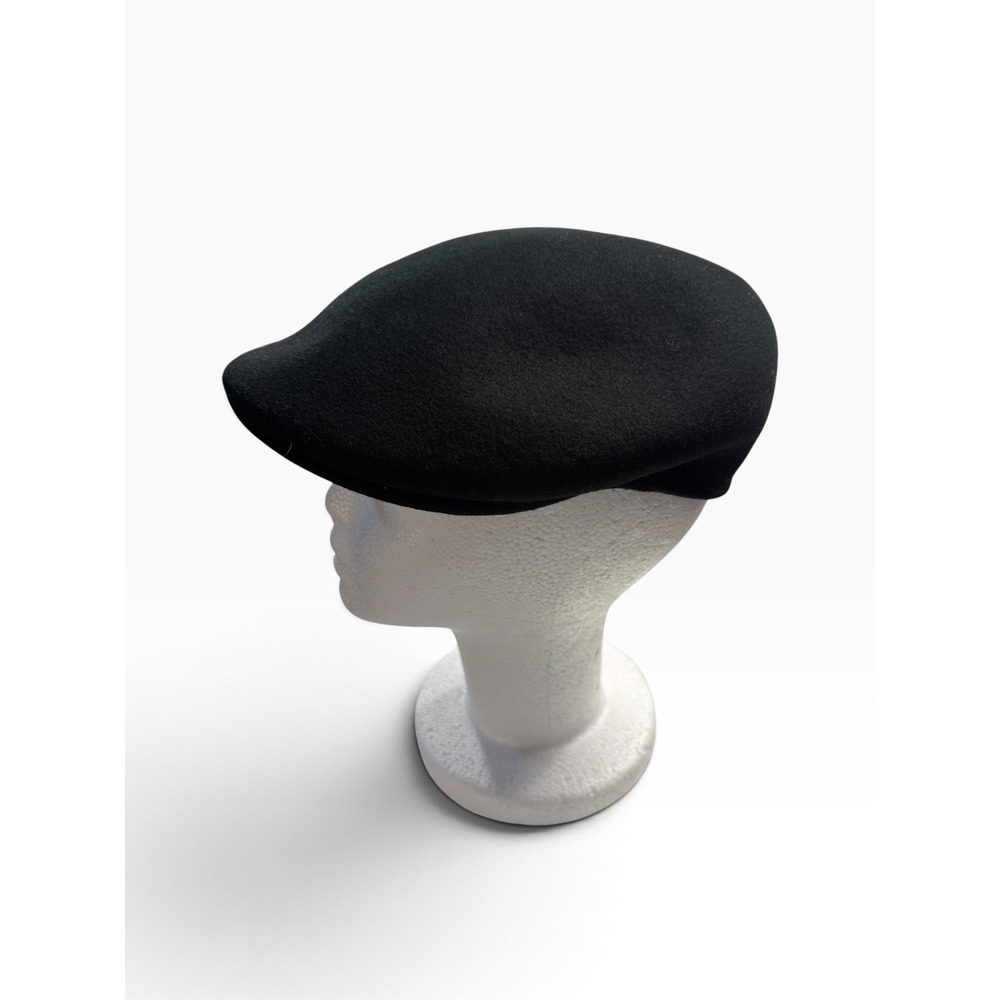 Vintage Pure Wool Black Flat Cap Mens Medium Made in USA Ivy Driving Hat - Picture 2 of 6